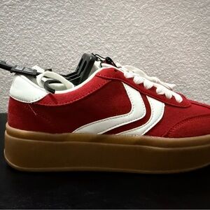 Madden NYcC Platform Red Suede Sneakers with White Accent size 8 NWT